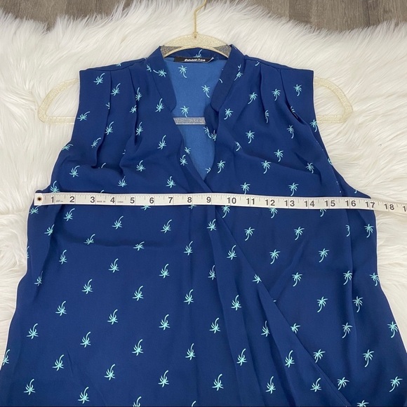 Cookies Hawaii Blue Palm Tree Wrap Sleeveless Blouse Tank Top Womens Medium - Picture 7 of 8